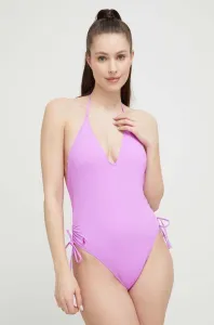 Jednodílné plavky Polo Ralph Lauren fialová barva, mírně vyztužený košík