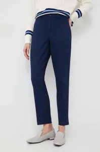 Kalhoty Polo Ralph Lauren dámské, tmavomodrá barva, jednoduché, high waist #5405549
