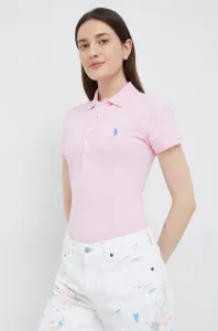 Polo tričko Polo Ralph Lauren růžová barva, s límečkem #6132466
