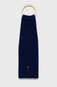 Šátek z vlněné směsi Polo Ralph Lauren tmavomodrá barva, hladký #1964256