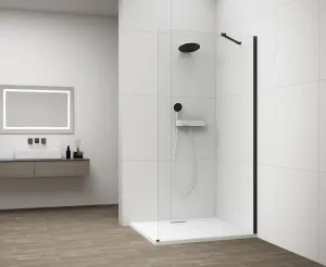 POLYSAN ESCA BLACK MATT jednodílná sprchová zástěna k instalaci ke stěně, sklo čiré, 900  ES1090-02