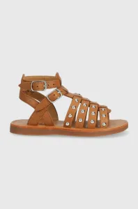 Dětské kožené sandály Pom D'api hnědá barva #4866395
