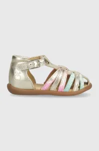 Dětské kožené sandály Pom D'api stříbrná barva #5161088