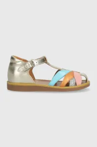 Dětské kožené sandály Pom D'api stříbrná barva #5164601