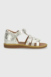 Dětské kožené sandály Pom D'api stříbrná barva #4866378
