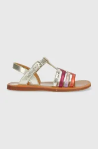 Dětské kožené sandály Pom D'api stříbrná barva #4947502
