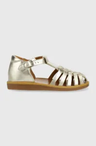 Dětské kožené sandály Pom D'api zlatá barva