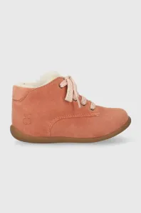 Dětské semišové boty Pom D'api STAND-UP DERBY FUR oranžová barva