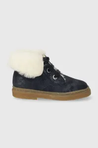 Dětské semišové zimní boty Pom D'api TRIX FUR G tmavomodrá barva #6117889