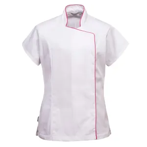 Dámský kuchařský rondon/tunika PORTWEST WRAP bílý s růžovým lemem XL