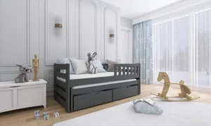 Dětská postel s přistýlkou BEATA 80x160, grafit #5901416