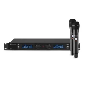 Power Dynamics PD632H 2X, 20 kanálová sada UHF bezdrátových mikrofonů, 2x ruční mikrofon, černá