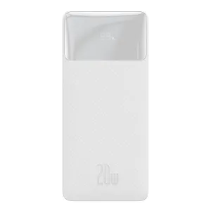 Powerbank Baseus Bipow 10000mAh 20W white (Overseas Edition) + USB-A/microUSB cable 0.25m white