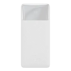 Powerbank Baseus Bipow Display 30000mAh 15W white (Overseas Edition) + USB/microUSB cable 0.25m white