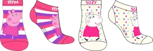 Prasátko Pepa - licence Dívčí kotníkové ponožky - Prasátko Peppa 5234974, smetanová / proužek Barva: Mix barev, Velikost: 31-34