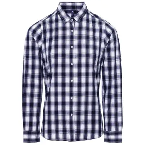 Premier Workwear Dámská bavlněná kostkovaná košile - Bílá / tmavě modrá | S