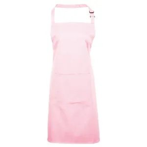 Premier Workwear Kuchyňská zástěra s laclem a kapsou - Růžová