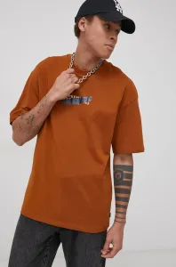 Bavlněné tričko Premium by Jack&Jones hnědá barva, s potiskem