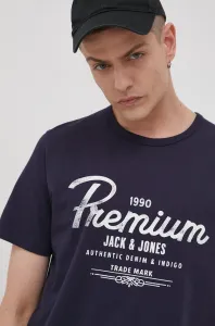 Bavlněné tričko Premium by Jack&Jones tmavomodrá barva, hladký