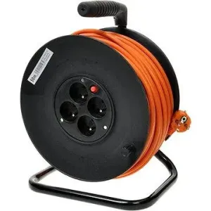 PremiumCord prodlužovací kabel 250V 25m buben, 4x zásuvka, oranžový