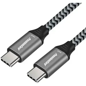 PremiumCord USB-C kabel ( USB 3.2 GEN 2, 3A, 60W, 20Gbit/s ) bavlněný oplet 0,5m