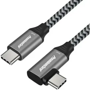 PremiumCord USB-C zahnutý kabel ( USB 3.2 GEN 2, 3A, 60W, 20Gbit/s ) bavlněný oplet 1m