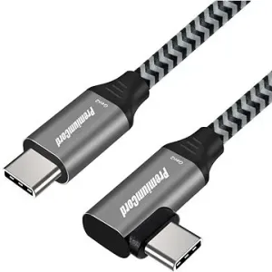PremiumCord USB-C zahnutý kabel ( USB 3.2 GEN 2, 3A, 60W, 20Gbit/s ) bavlněný oplet, 2m, ku31cu2