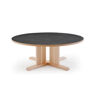 Stůl KUPOL, Ø1200x500 mm, akustické linoleum, bříza/tmavě šedá