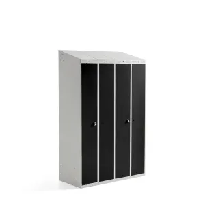 Šatní skříňka CLASSIC COMBO, 2 sekce, 1900x1200x500 mm, šedá/černé dveře