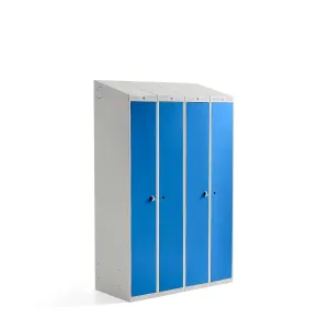 Šatní skříňka CLASSIC COMBO, 2 sekce, 1900x1200x500 mm, šedá/modré dveře