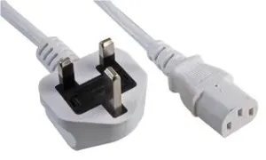 Pro Elec Pe01066 Power Cord, Uk-Iec 60320 C13, 2M, White