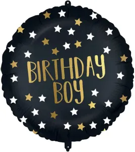 Procos Fóliový balón - Černo zlatý Birthday Boy 46 cm #3977555