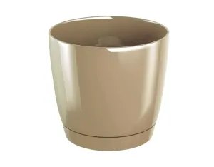 Prosperplast Květináč Coubi Round s miskou káva s mlékem, varianta 10 cm