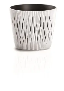 Prosperplast Květináč s vkladem Sandy Round bílý, varianta 12,8 cm