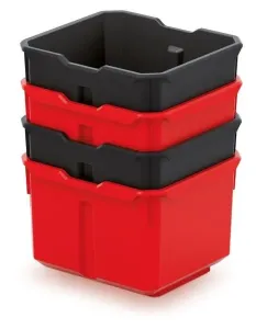 Prosperplast Sada úložných boxů 4 ks XEBLOCCK 15,7 x 14 x 21 cm černo-červená