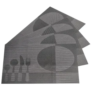 Prostírání Food tm. šedá, 30 x 45 cm, sada 4 ks #500739