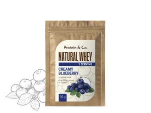Protein&Co. NATURAL WHEY 30 g Vyber si z těchto lahodných příchutí: Creamy blueberry
