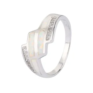 Stříbrný prsten KASKÁDA bílý OPÁL Velikost prstenu: 54