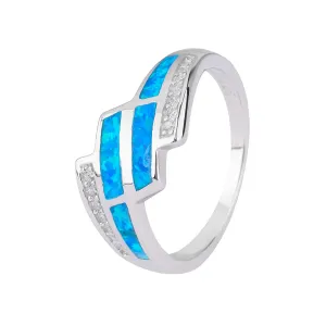Stříbrný prsten KASKÁDA modrý OPÁL Velikost prstenu: 60