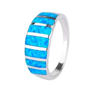 Stříbrný prsten NEBESKÝ modrý OPÁL Velikost prstenu: 52