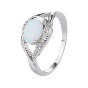 Stříbrný prsten SLZA bílý OPÁL Velikost prstenu: 50 #2113329