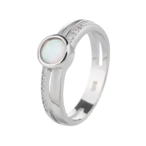Stříbrný prsten SOLITÉR bílý OPÁL Velikost prstenu: 52 #2113184