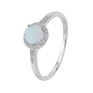 Stříbrný prsten SOLITÉR bílý OPÁL Velikost prstenu: 53 #2113365