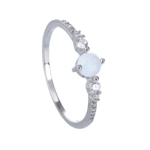 Stříbrný prsten SOLITÉR bílý OPÁL Velikost prstenu: 57 #2113040