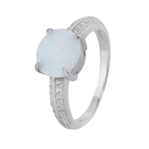 Stříbrný prsten SOLITÉR bílý OPÁL Velikost prstenu: 59 #5458537