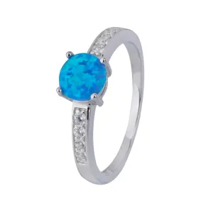 Stříbrný prsten SOLITÉR modrý OPÁL Velikost prstenu: 51 #2113335