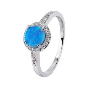 Stříbrný prsten SOLITÉR modrý OPÁL Velikost prstenu: 51 #2113357