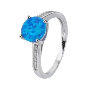Stříbrný prsten SOLITÉR modrý OPÁL Velikost prstenu: 55 #5458523