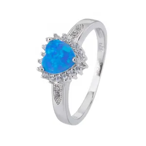 Stříbrný prsten SRDÍČKO modrý OPÁL Velikost prstenu: 50