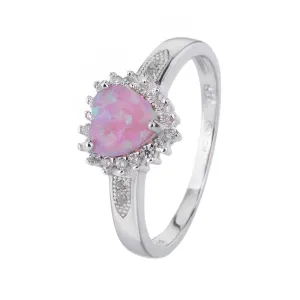 Stříbrný prsten SRDÍČKO růžový OPÁL Velikost prstenu: 54